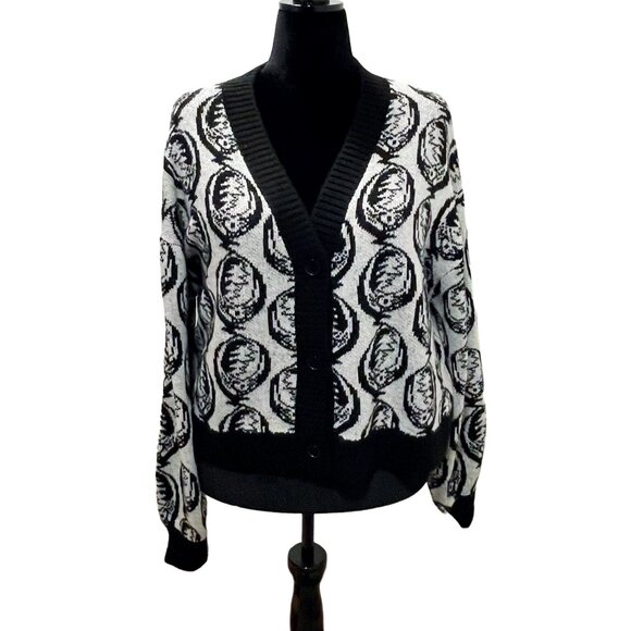 Grateful Dead Steal Your Face Cardigan — Chaser Oversized Black White L NWT - Picture 2 of 15